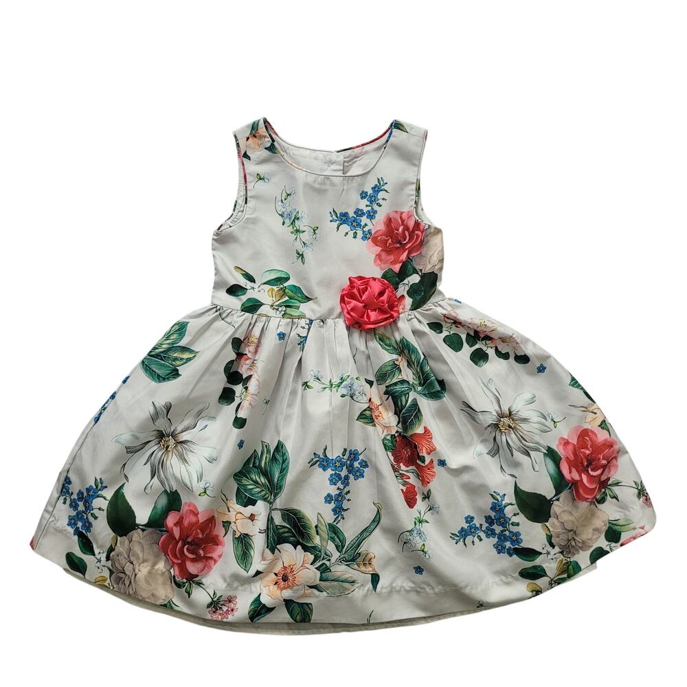 Pippa & Julie	Size	3T	Floral‎ Off-White Lined Party Dress Flower Sleeveless Twee